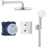 Набор для комплектации душа GROHE GROHTHERM: встраиваемый Термостатический смеситель с переключателем верхний-ручной душ, круглая розетка, верхний душ RSH Cosmo 160 с кронштейном, ручной душ Euphoria с подключением и шлангом, хром () 34735000