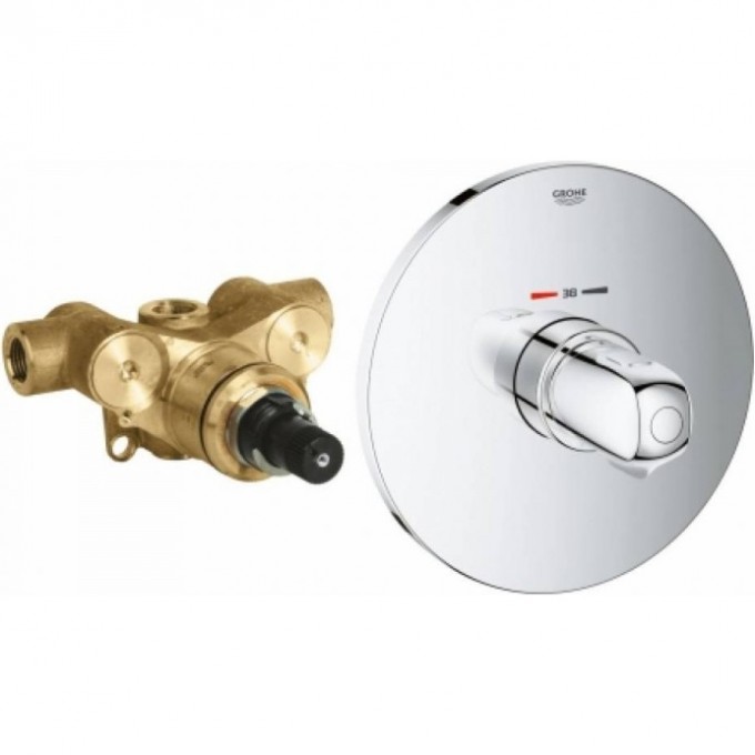 Центральный термостат GROHE GROHTHERM 1000 (внешняя и встраиваемая части), хром () 34573000