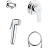 Готовый комплект для гигиенического душа GROHE BAUEDGE: встраиваемый смеситель, гигиенический душ со шлангом и держателем, хром 124898