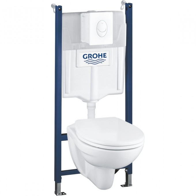 Комплект GROHE SOLIDO LECICO 4 в 1 с подвесным унитазом, SoftClose, панель Skate Air белая 39117000