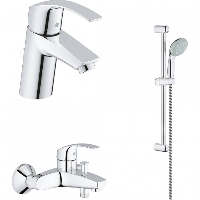 Набор смесителей для ванны GROHE Eurosmart с душевым гарнитуром, хром 124446
