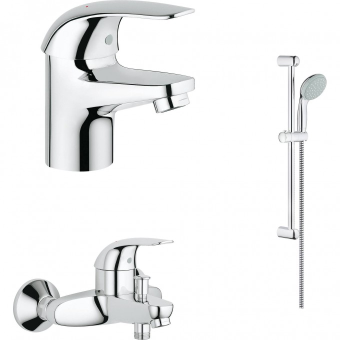 Набор смесителей GROHE Eueroeco с душевым гарнитуром, хром 124428