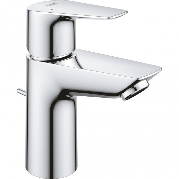 Смеситель для раковины GROHE BAUEDGE с ограничителем температуры и рычажным донным клапаном, размер S, хром () 23328001