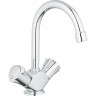 Смеситель для раковины GROHE COSTA L с донным клапаном и высоким С-изливом, хром 21375001