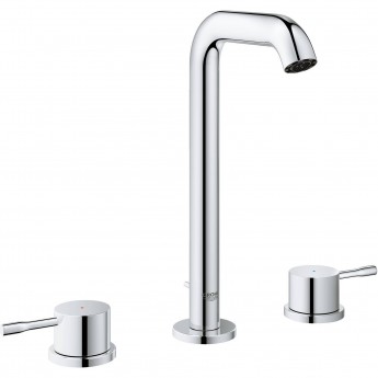 Смеситель для раковины GROHE ESSENCE+ на 3 отверстия с донным клапаном и высоким изливом, хром
