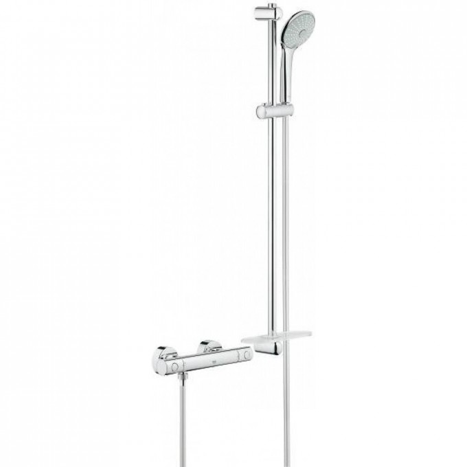 Термостатический смеситель для душа GROHE GROHTHERM 1000 COSMOPOLITAN NEW с душевым гарнитуром (штанга 900 мм), хром 34321002