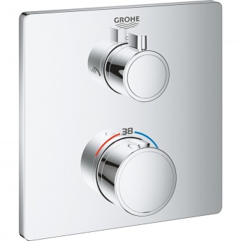 Термостатический смеситель для душа GROHE GROHTHERM с переключателем на 2 положения верхний-ручной душ, внешняя часть, квадратная розетка, хром Термостатический смеситель для душа GROHE GROHTHERM с переключателем на 2 положения верхний-ручной душ, внешняя часть, квадратная розетка, хром