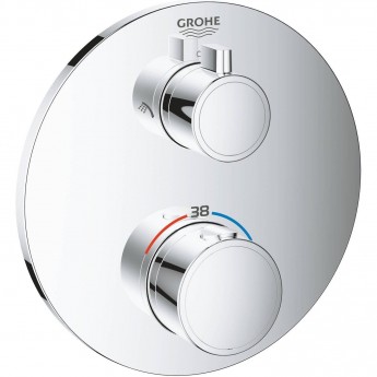 Термостатический смеситель для душа GROHE GROHTHERM с переключателем на 2 положения, внешняя часть, круглая розетка, хром Термостатический смеситель для душа GROHE GROHTHERM с переключателем на 2 положения, внешняя часть, круглая розетка, хром