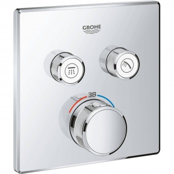 Внешняя часть термостатического смесителя на 2 выхода GROHE GROHTHERM SMARTCONTROL, хром