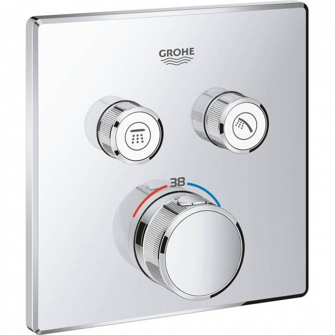 Внешняя часть термостатического смесителя на 2 выхода GROHE GROHTHERM SMARTCONTROL, хром 29124000